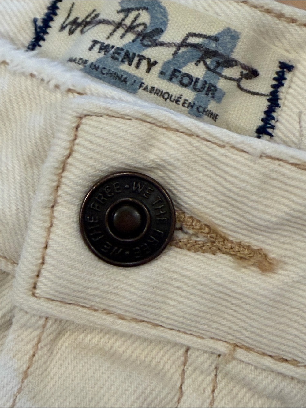 Free People Destroyed Denim Shorts Ivory - Picture 5 of 9